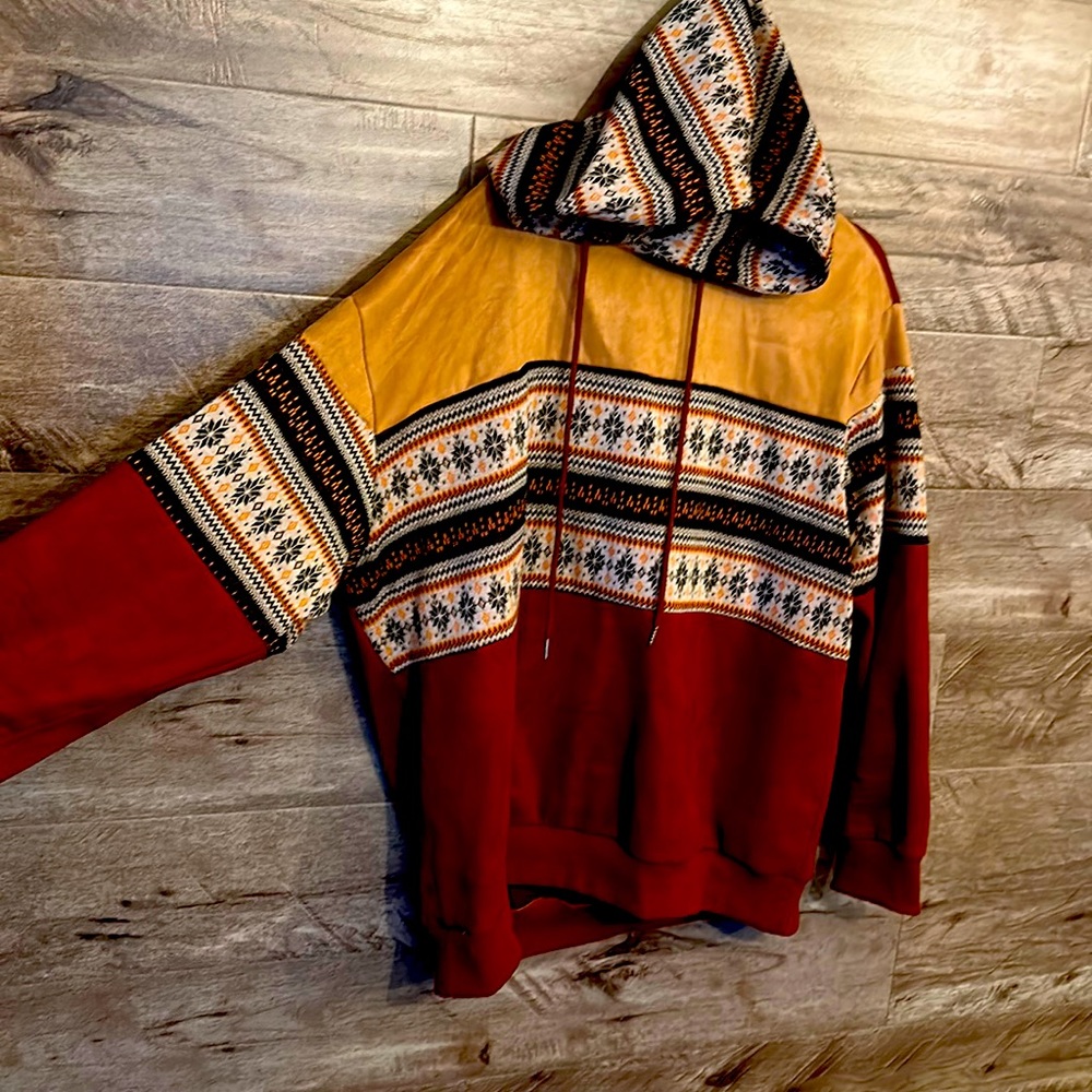 Charmkp Patterned Vintage style hooded sweatshirt XxL